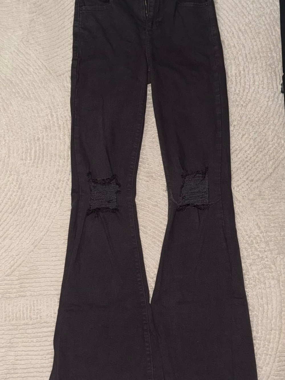 Sneak Peek Black Flare Jeans with Knee Distress
